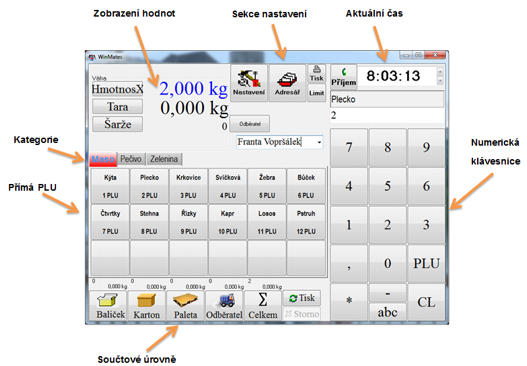 Popis pracovního okna etiketovacího programu WinMates